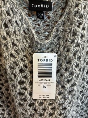 torrid Grey Marled Open-Stitch Sweater